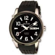 Mens Black Dial Black Silicon Band Quartz Watch