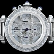 Men's Cartier Pasha Chronograph Stainless Steel Princess Cut Diamonds