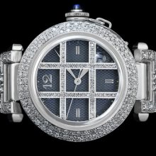 Men's Cartier Pasha Stainless Steel Round Diamond Tic Tac Toe