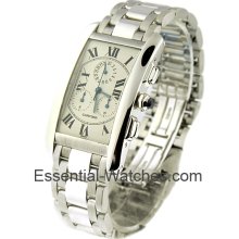 Men's Cartier Tank Americaine Chronoflex In 18k White Gold White Roman Dial