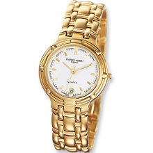 Mens Charles Hubert 14k Gold-plated Brass Off White Dial Watch No. 3659-G