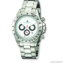 Men's Charles Hubert Stainless Steel White Dial Chrono Watch