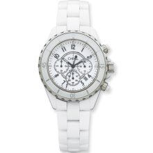 Mens Chisel White Ceramic and Dial Chronograph Watch - White - Metal