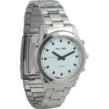 Mens Chrome Quartz Talking Watch With Chrome Bracelet