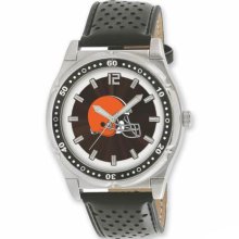 Men's Cleveland Browns Stainless Steel National Football League Watch and Leather Strap