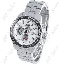 Mens Curren Stainless Steel Quartz Watch White ,black &red W/chrome Finish