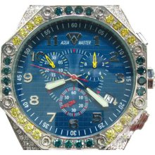 Mens Diamond Aqua Master Watch G Color Iced Out Octagon N0091 14.50ct