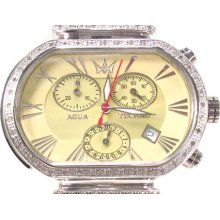 Mens Diamond Aqua Techno Watch Round Cut with Yellow Leather 0.65ct