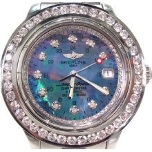 Mens Diamond Breitling Superocean Watch Round Cut G Color 4.50ct