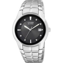 Mens Dress Citizen Eco Drive Black Dial Stainless Steel Watch Bm6670-56e