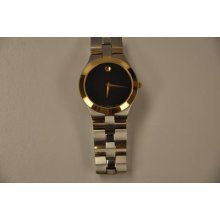 Men's Movado Museum 81 G2 1899 Two Tone Stainless Steel Black Dial Watch Gift