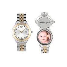 Mens Picture Watch w/2-Tone Case & Bracelet, Mother's Jewelry