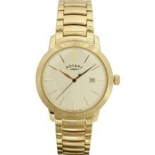 Mens Rotary Gold Plated Bracelet Wrist Watch Gb02488/46