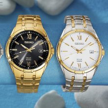 Men's Round Goldtone or Two-tone Bracelet Watch by Seiko - Two Tone