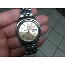 Mens Seiko 5 Automatic Watch With Clear Back Crystal, Looks & Works Excellent