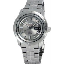 Men's Seiko 5 Stainless Steel Case and Bracelet Silver Dial Day and Date Display