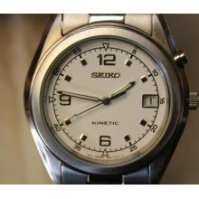 Men's Seiko Kinetic Wristwatch Model Skh469p1 White Dial