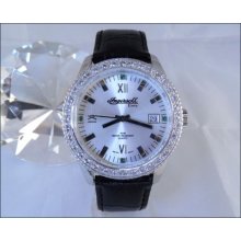 Mens Sparkling Ingersoll Envy White Topaz & Green Emerald Dress Watch