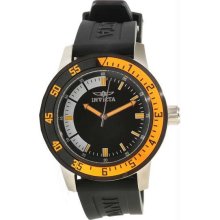 Men's Specialty Stainless Steel Case Rubber Bracelet Black Tone Dial Orange Beze