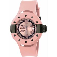 Men's Stainless Steel Case Quartz S1 Rally Pink Tone Dial Rubber Strap