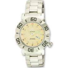 Mens Stainless Steel Sport Yellow Dial Automatic Watch