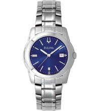 Men's Stainless Steel Wrist Watch w Round Blue Dial