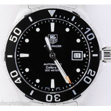 Mens Tag Heuer Aquaracer Calibre 5 Wan2111 Black Steel Date Auto Watch Tag097