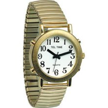 Mens Tel-time Gold-colored Talking Watch With White D