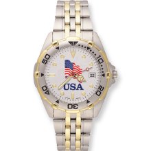 Mens USA Flag All-Star Stainless Steel Band Watch