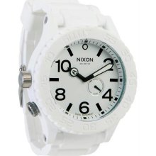 Men's White Stainless Steel Case White Dial White Rubber Strap 300M