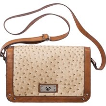 Merona Ostrich Flap Crossbody - Tan/Natural