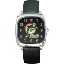 Miami Dolphins Unisex Silver-Tone Square Metal Watch 08