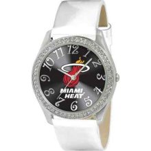 Miami Heat Ladies Glitz Stainless Steel Analog Watch - White