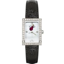 Miami Heat Women's Black Leather Strap Allure Watch