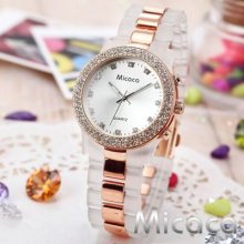 Micaca Charm Bling Crystal Lady Soft-touch Plastic Band Quartz Analog Watch Usts