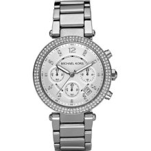 Michael Kors Parker Glitz Watch, Silver Color Mk5353