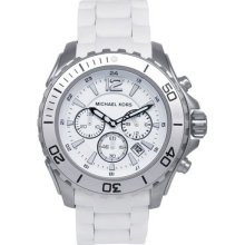 Michael Kors White Silicone Stainless Chronograph Watch Mk8210 Unisex In Box