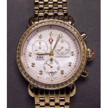 Michele Watch Csx-36 Chronograph 108 Diamond 18mm Gold Bracelet Mw03m01b0046