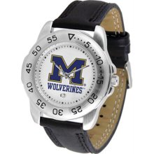 Michigan Wolverines UM Mens Leather Sports Watch