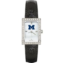 Michigan Women's Black Leather Strap Allure Watch