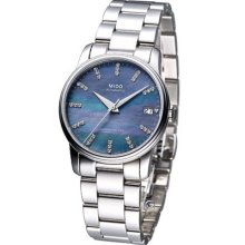 Mido Baroncelli Lady Diamonds Pearl Automatic Cosc Watch Blue M0102081112600