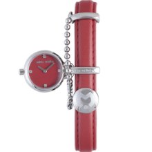 Mila Schon Children's Red Dial Crystal Leather Quartz