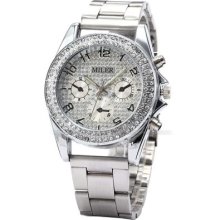 Miler Crystal Lady Women Analog Silver Dial Case Quartz Wrist Watch Dailyetrade