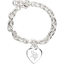 Minnesota Vikings Ladies Silver Heart Charm Bracelet