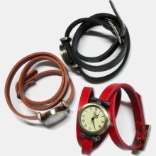 More Color Pu Leather Strap Roma Number Dial Quartz Woman Watch 3 Laps Bracelet