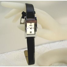 Mossimo Ladies Wrist Watch Date Black Silver Tone