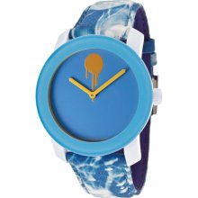 Movado Watches Women's Bold Blue Dial White and Blue Canvas White and