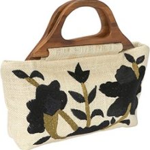 Moyna Handbags Jute Bag with Embroidery - Clutch