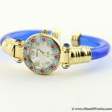 Murano Glass Murano millefiori bangle watch - blue