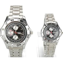 Nary Square Waterproof Wristwatch Sport Stainless Steel Couple Watch Black Dial